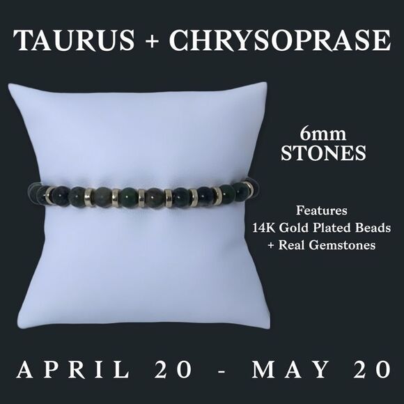 NWT Wool + Pepper Co. Taurus + Chrysoprase Bracelet - Zodiac x Gemstone - Picture 5 of 13